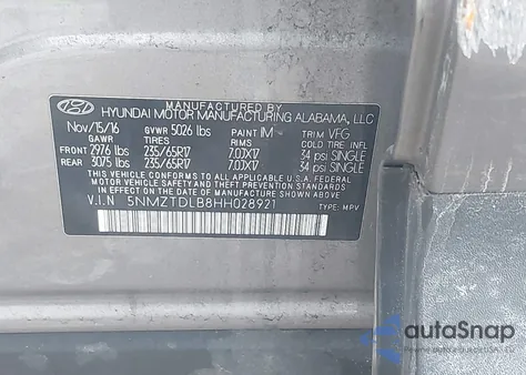 2017 Hyundai Santa Fe Sport 2.4L z USA, uszkodzony, nr VIN 5NMZTDLB8HH028921